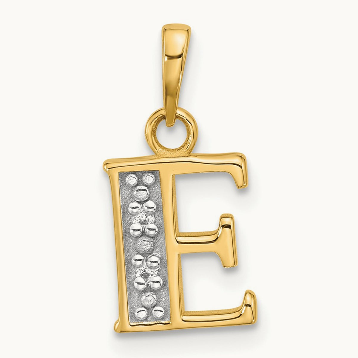 Diamond Letter E Initial Pendant, 14K with Rhodium