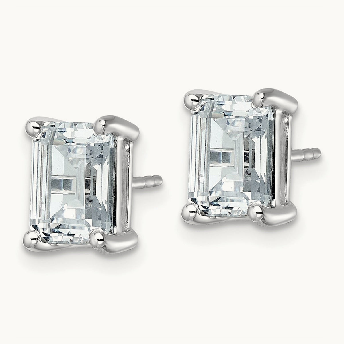 Emerald Four-Prong Stud Earrings, 0.50-6.00 ct tw Lab-Grown Diamond — 5 ct, 14K White Gold