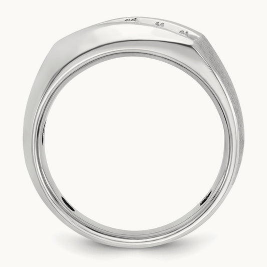 IBGoodman Men's Polished & Satin 5-Stone Diamond Ring, 14K White Gold