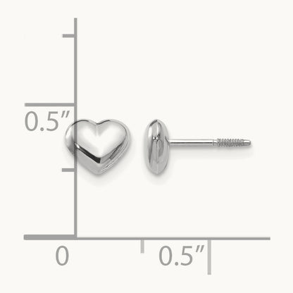 Madi K White Gold Puff Heart Post Earrings, 14K