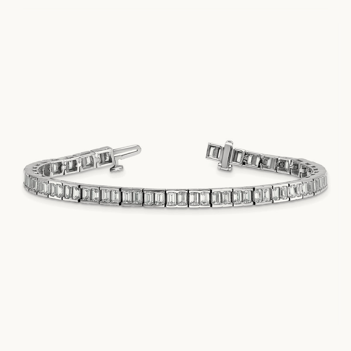 Emerald Tennis Bracelet, 7.25 ct tw Lab-Grown Diamond — 14K White Gold