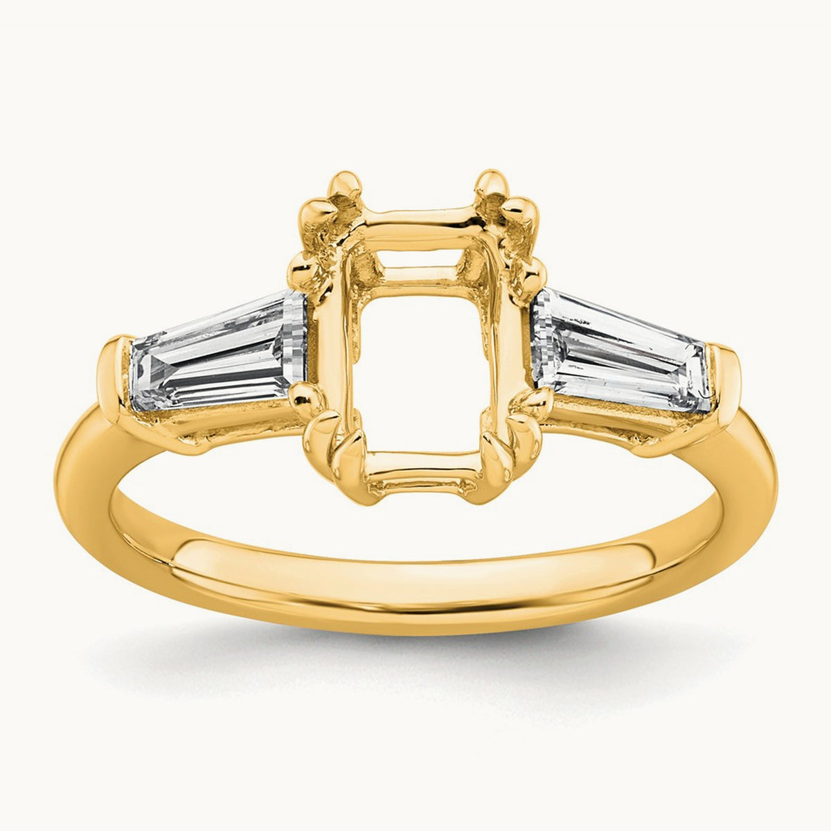 Emerald Center Semi-Mount Engagement Ring — 14K Yellow Gold, 3/4 ct, 7