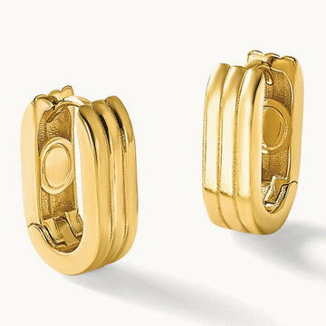 Polished / Grooved Hinged Huggie Hoop Earrings, 14K — Leslie's