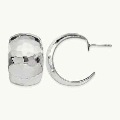 RH-plated Polished Hammered Post Earrings, Sterling Silver — Leslie's
