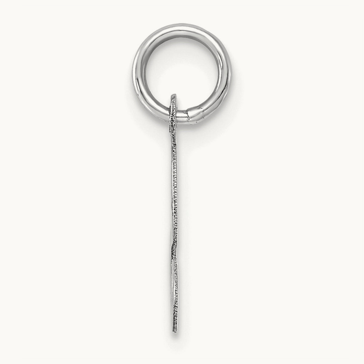 Small Script Letter S Initial Charm, 14K White Gold