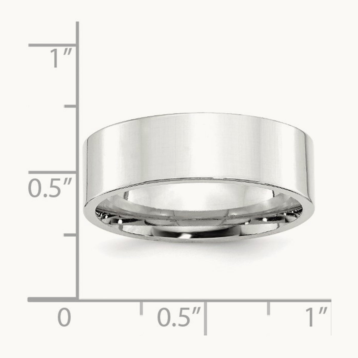 Standard Flat Comfort Fit Band, 7mm, 10K White Gold