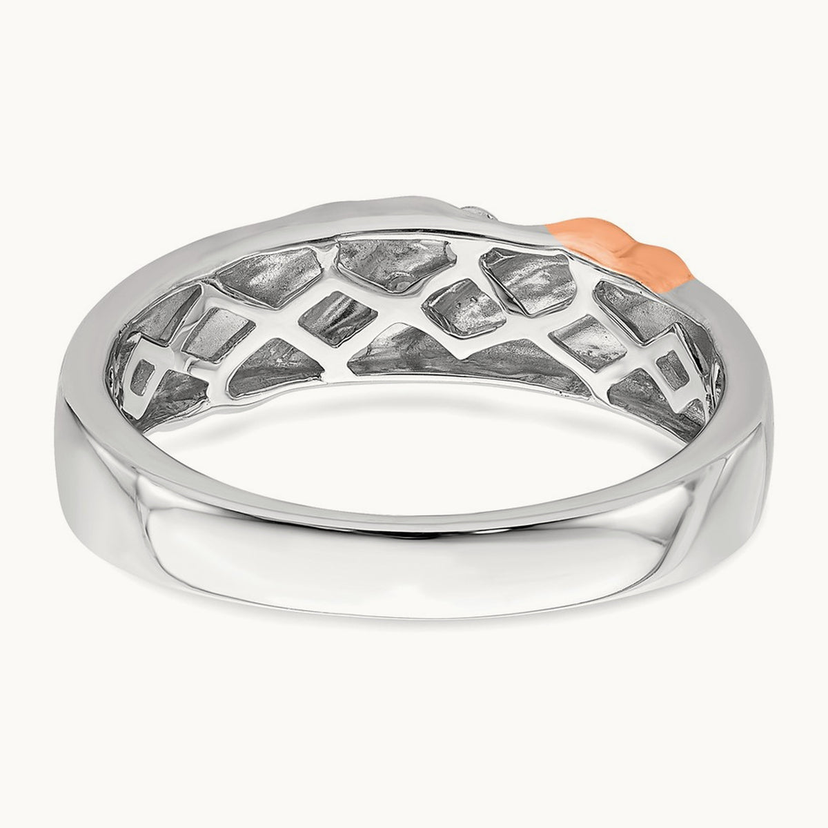 Men's Diamond Band, 14K White with Rose Gold