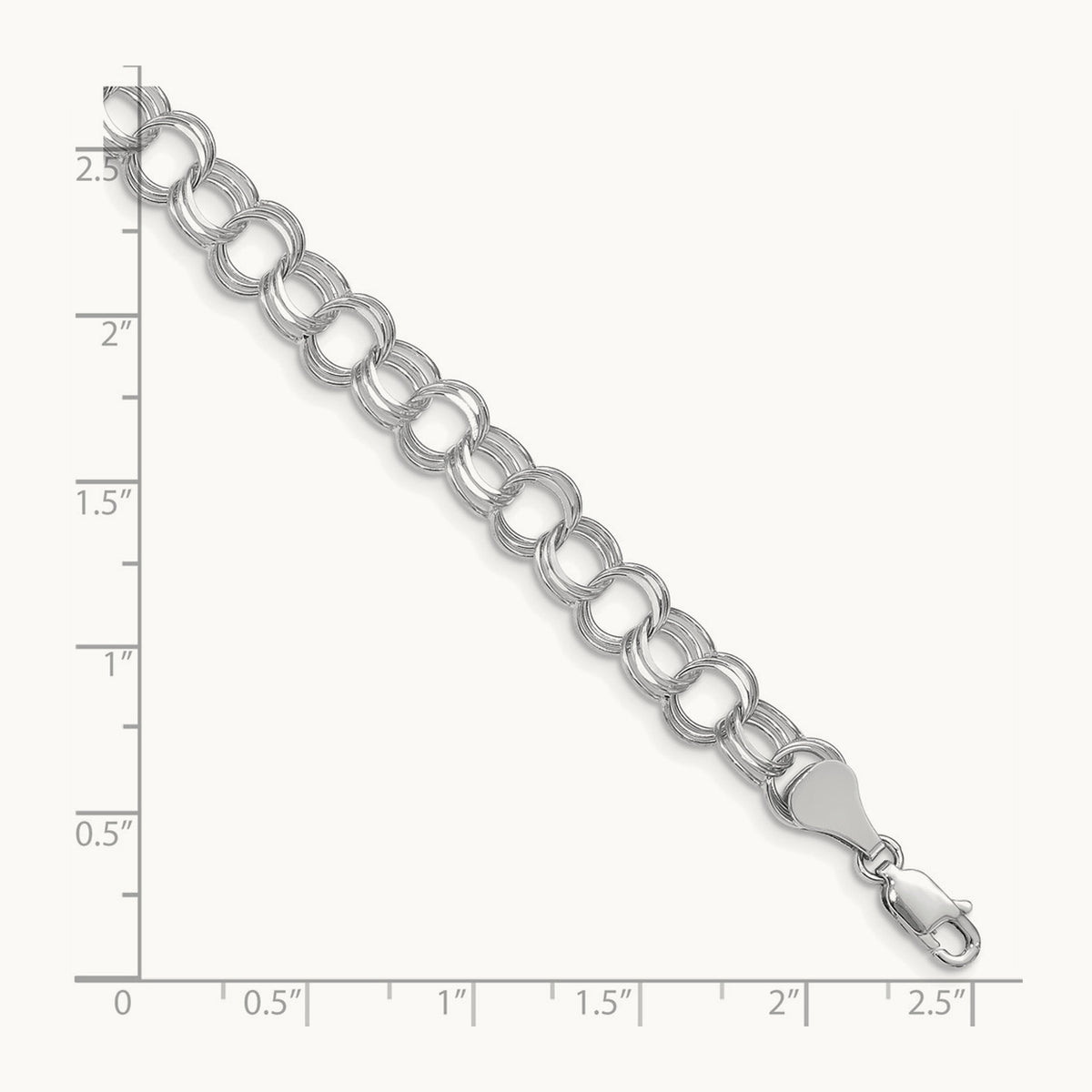 Triple Link Charm Bracelet — 14K White Gold, 7mm