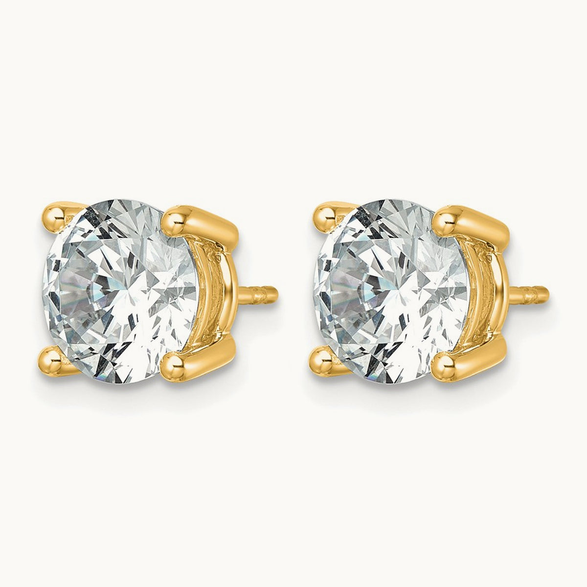 Round Lightweight Earrings, 0.25-6.00 ct tw Lab-Grown Diamond — 6 ct, 14K Yellow Gold