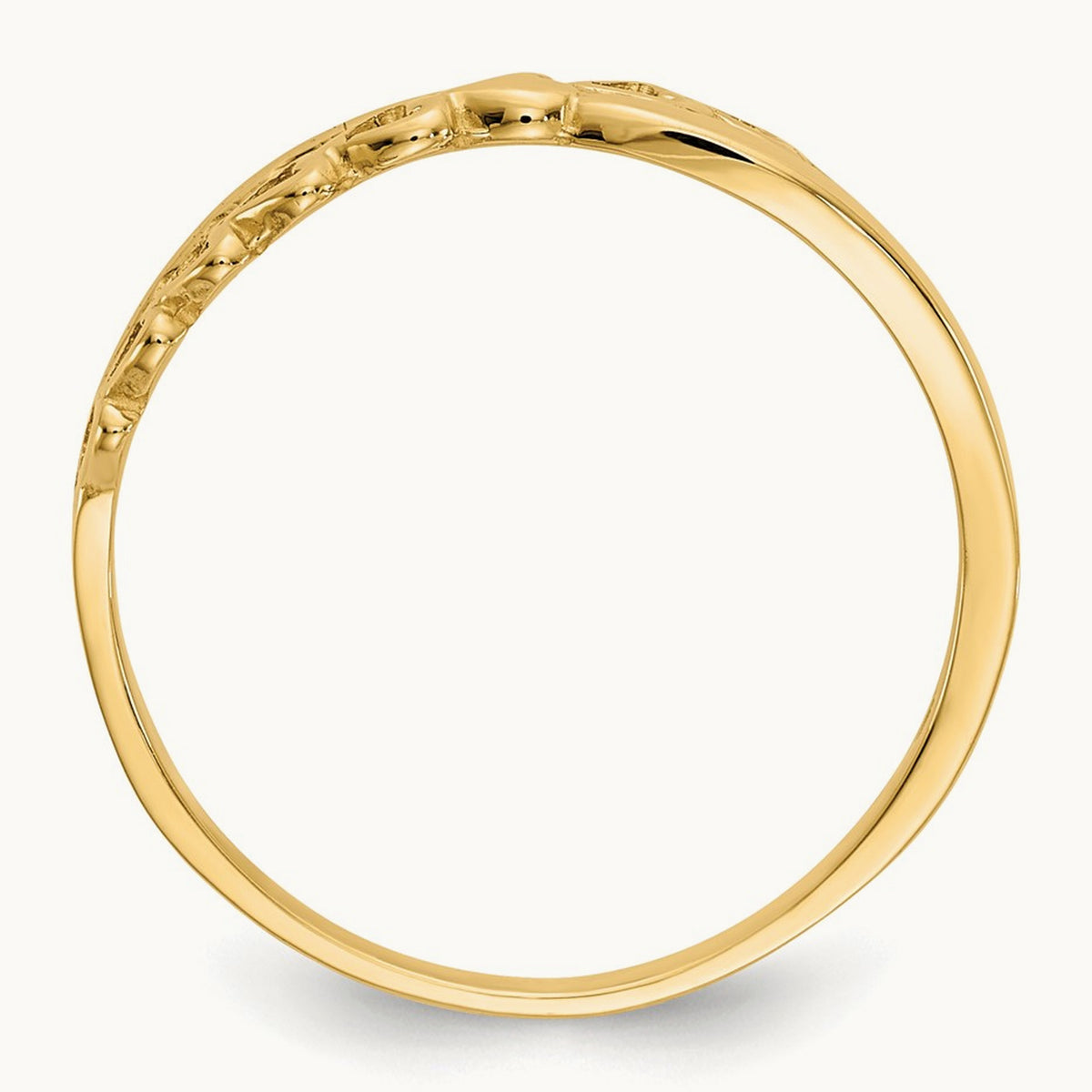 Polished Criss Cross Pattern Hearts Ring, 14K