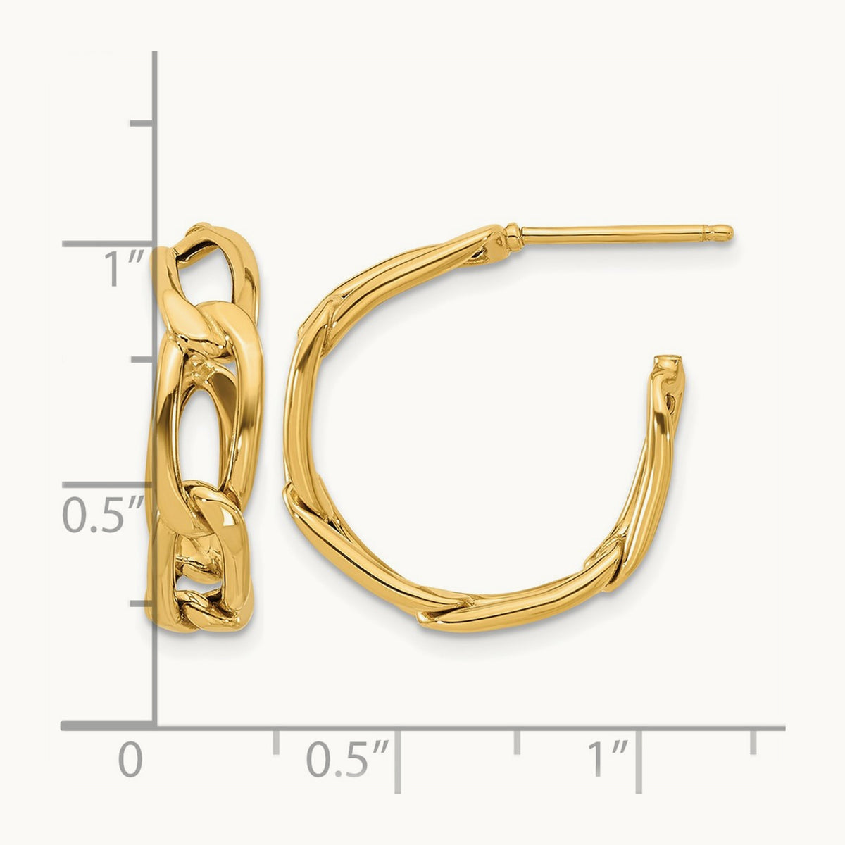 Polished Link Post Hoop Earrings, 14K — Leslie's