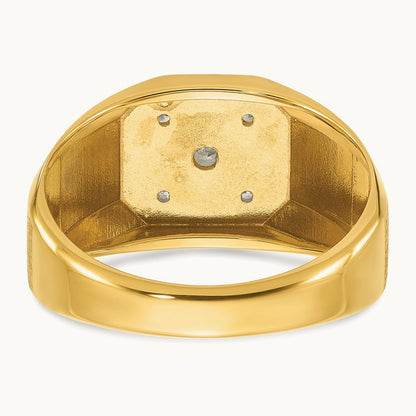 IBGoodman Men's Polished and Satin Diamond Complete Ring, 14K