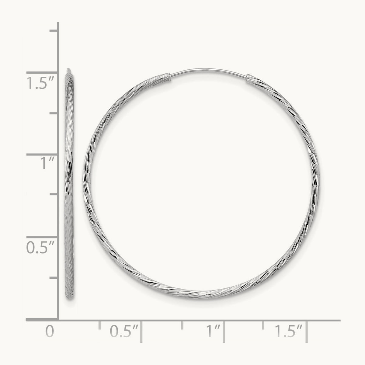 SS RH-plated Diamond-cut Endless Hoop Earrings — Leslie's