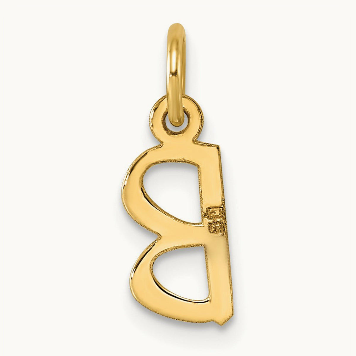 Small Slanted Block Initial Charm — 14K Yellow Gold, B