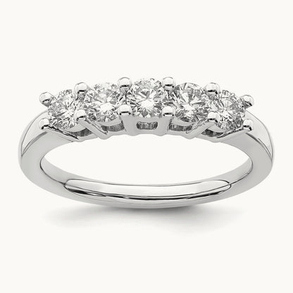 5-Stone Diamond Band, 14K White Gold