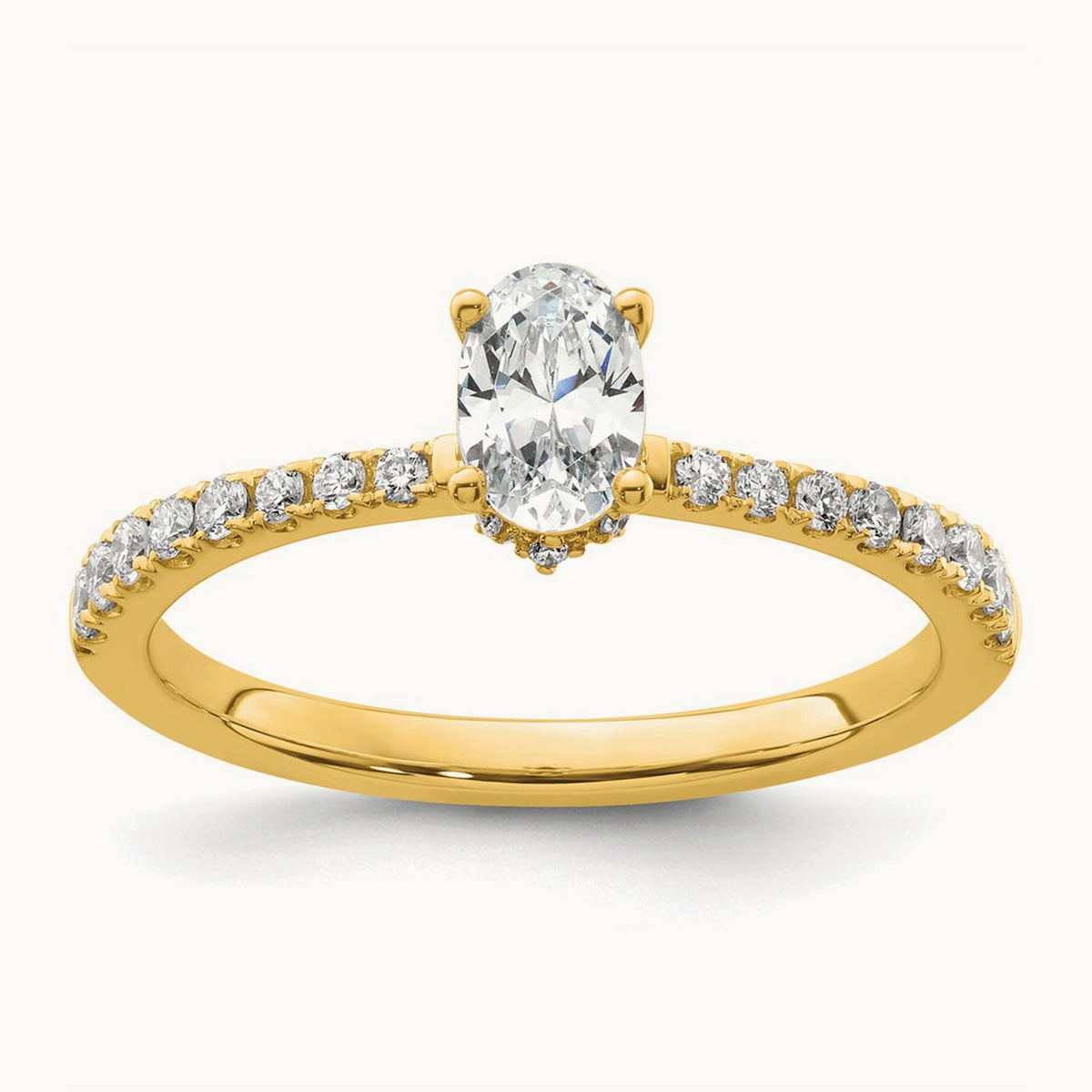 Oval Semi-Mount Solitaire Engagement Ring, 0.25-0.50 ct tw Lab-Grown Diamond — 1/4 ct, VS/SI (Great), 14K Yellow Gold