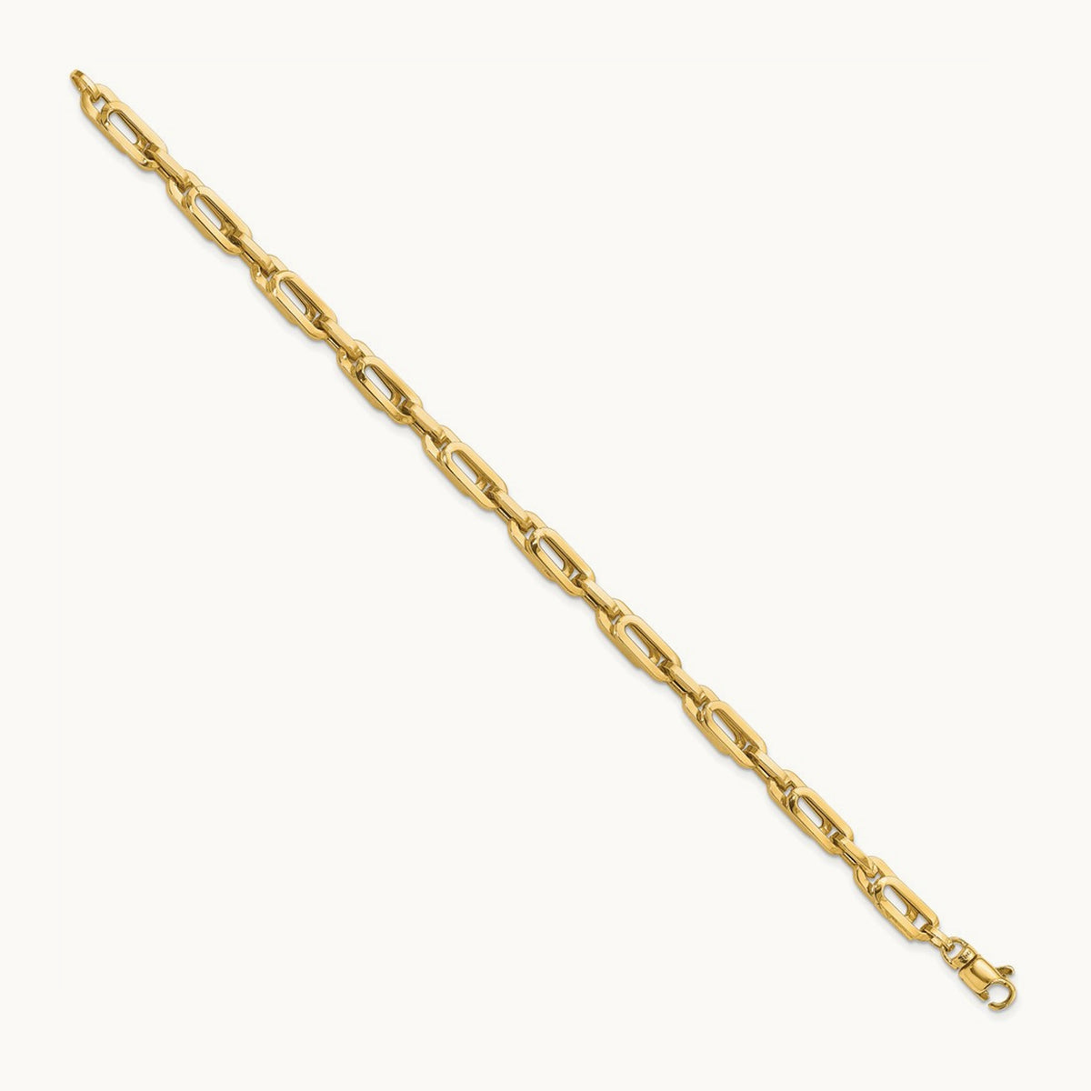 Polished Fancy Link Mens Bracelet, 14K Gold
