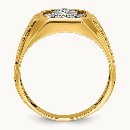 14ktt IBGoodman Textured & Enameled Diamond Blue Lodge Masonic Ring