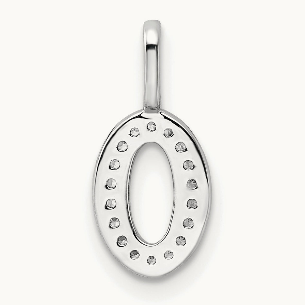 Diamond Number 0 Pendant — 14K White Gold, 15.24mm