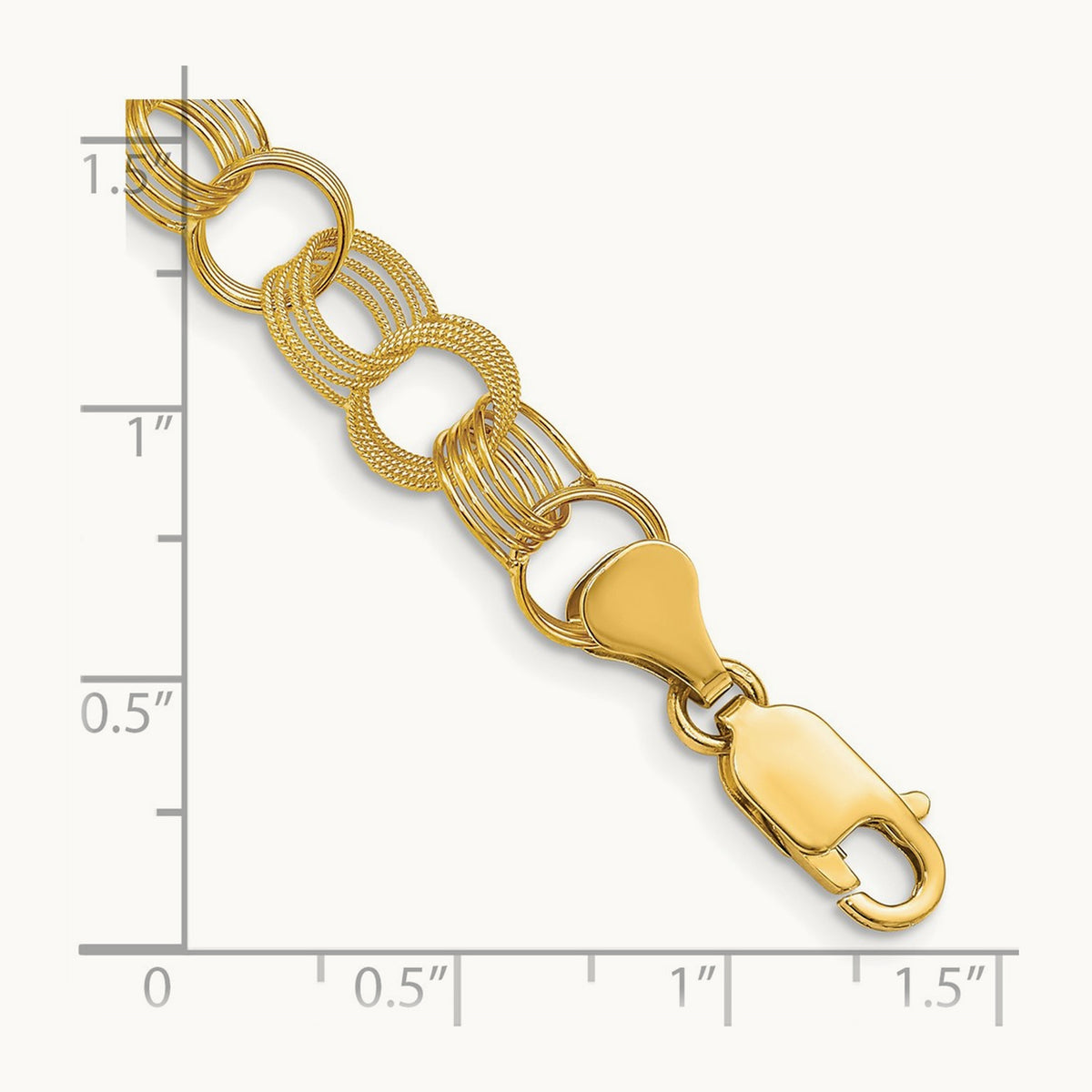 Solid Triple Link Charm Bracelet, 14K