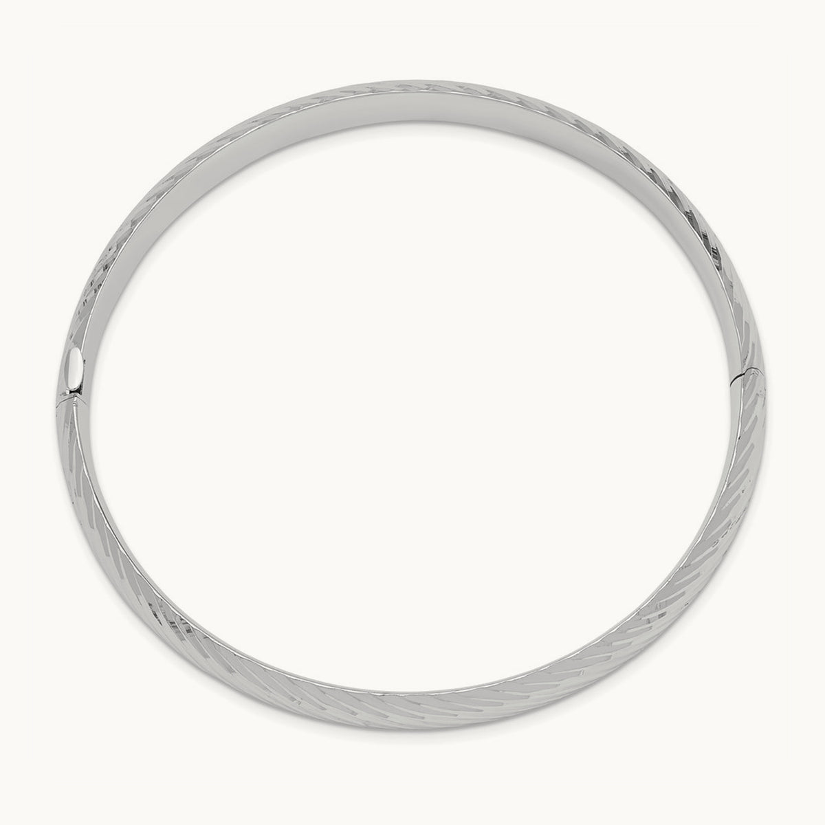 5/16 Textured Hinged Bangle, 14K White Gold