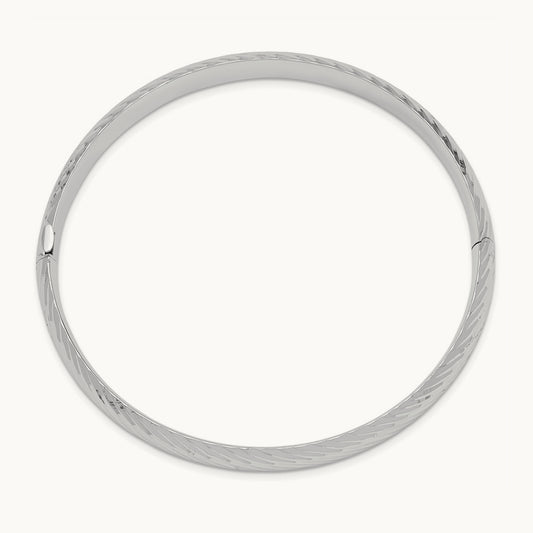 5/16 Textured Hinged Bangle, 14K White Gold