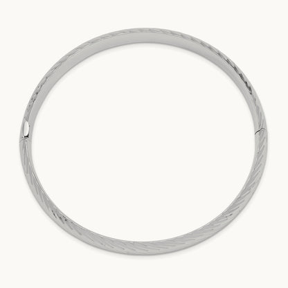 5/16 Textured Hinged Bangle, 14K White Gold