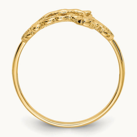 Diamond-Cut Crucifix Ring, 14K
