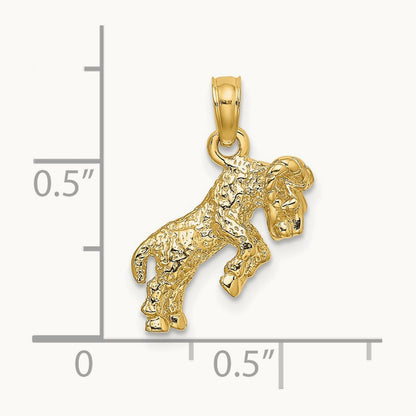 3-D Aries Zodiac Charm, 14K