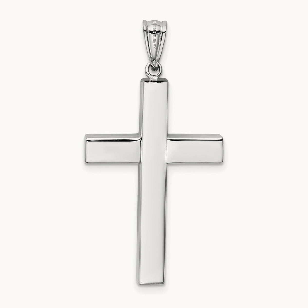 Polished Hollow Cross Pendant, 14K White Gold