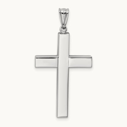 Polished Hollow Cross Pendant, 14K White Gold