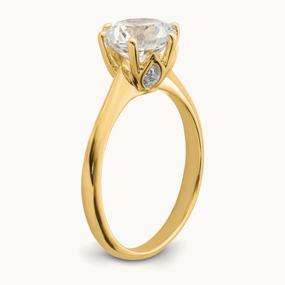 Polish 2ct Round Leaf Design Semi-Mount Dia Ring, 14K