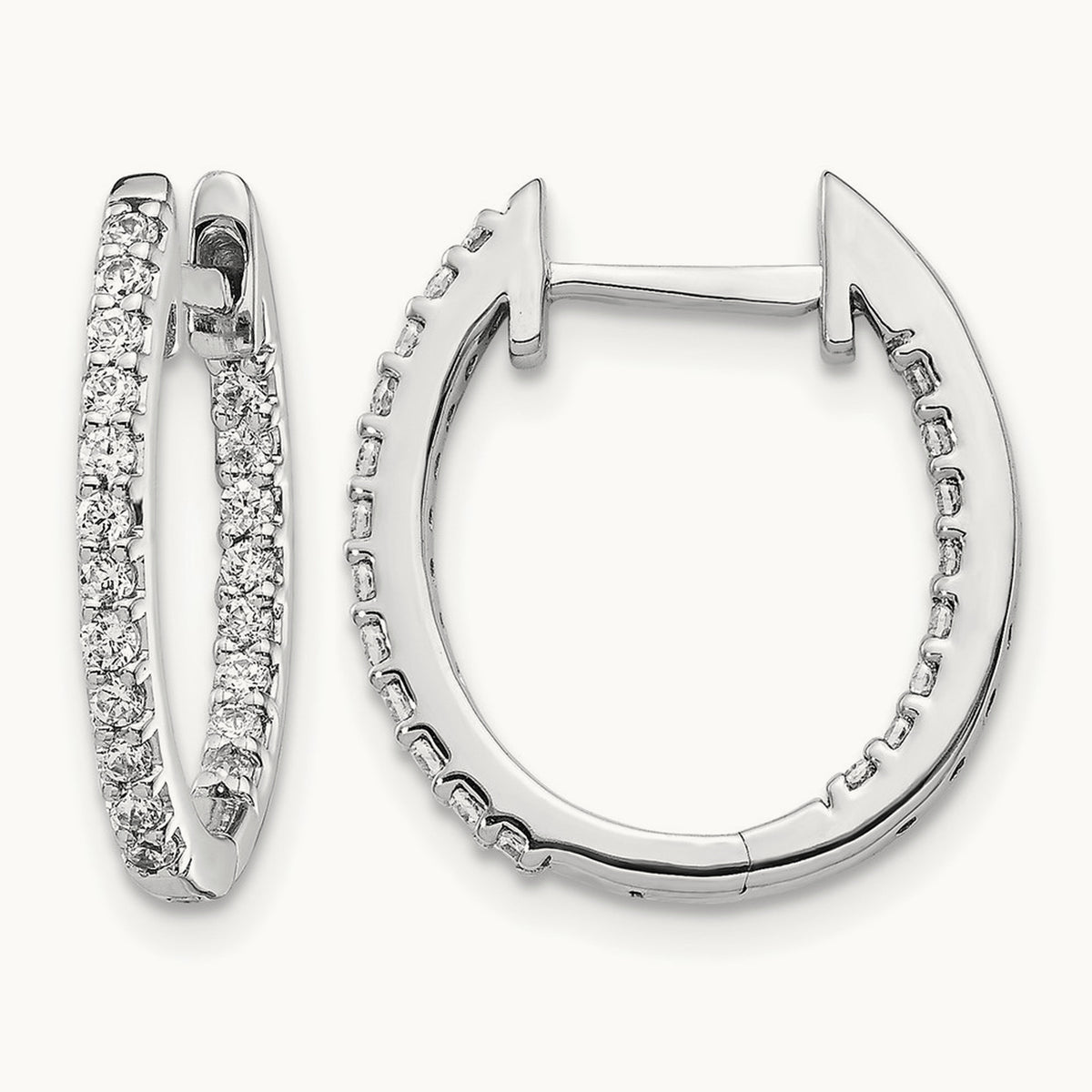 In/Out Diamond Hinged Hoop Earrings — 17mm