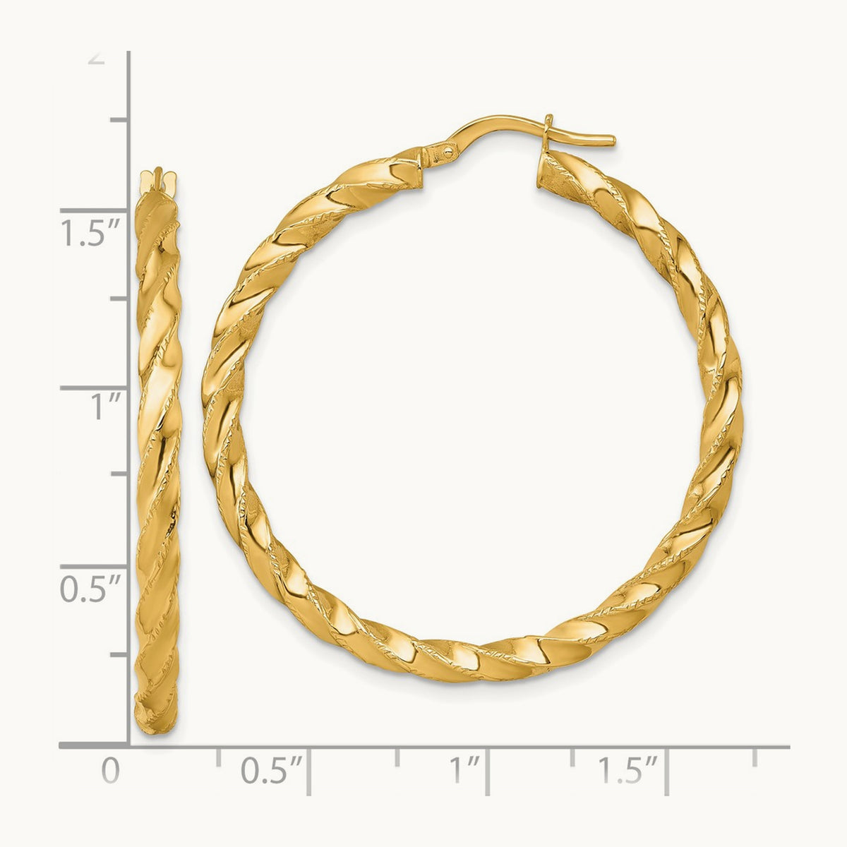 Polished Diamond-cut Twist Hoop Earrings — 40mm