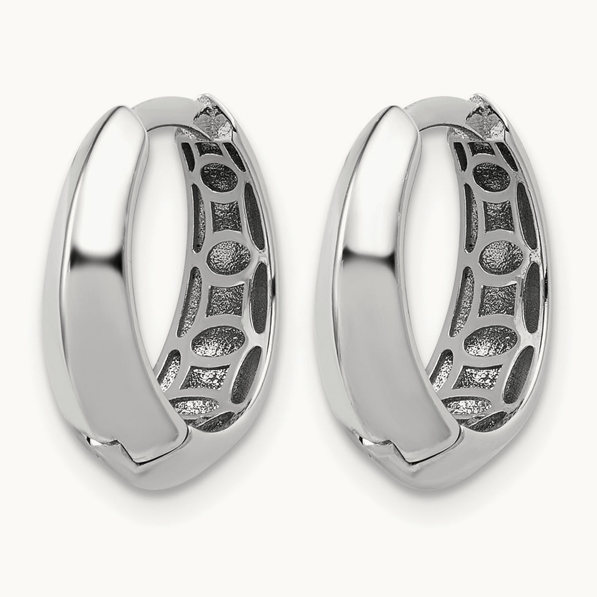 Polished Hinged Hoop Earrings, 14.75mm — Leslie's in 14K White Gold