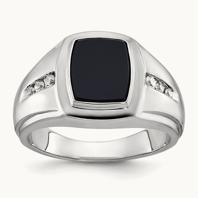 Men's Onyx and Diamond Complete Ring — IBGoodman — photo set