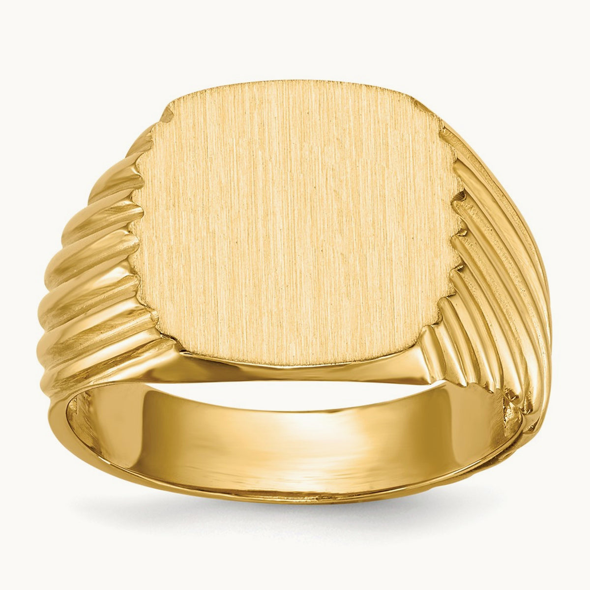 13.5x13.5 Open Back Mens Signet Ring, 14K