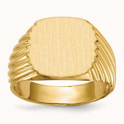 13.5x13.5 Open Back Mens Signet Ring, 14K
