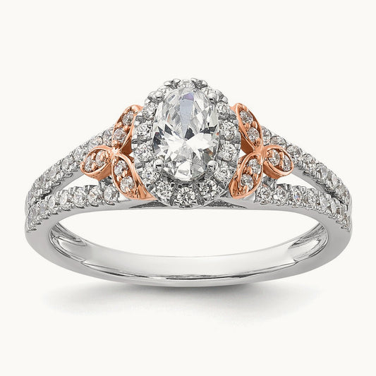 Oval Halo Engagement Ring, 0.75 ct tw Lab-Grown Diamond