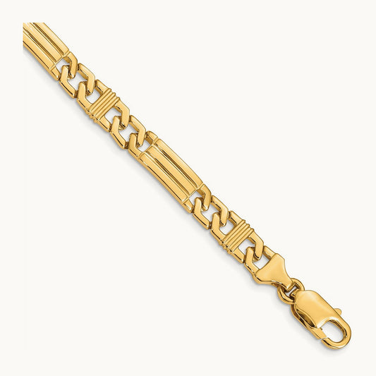 Hand-polished Fancy Link Bracelet, 7mm, 14K