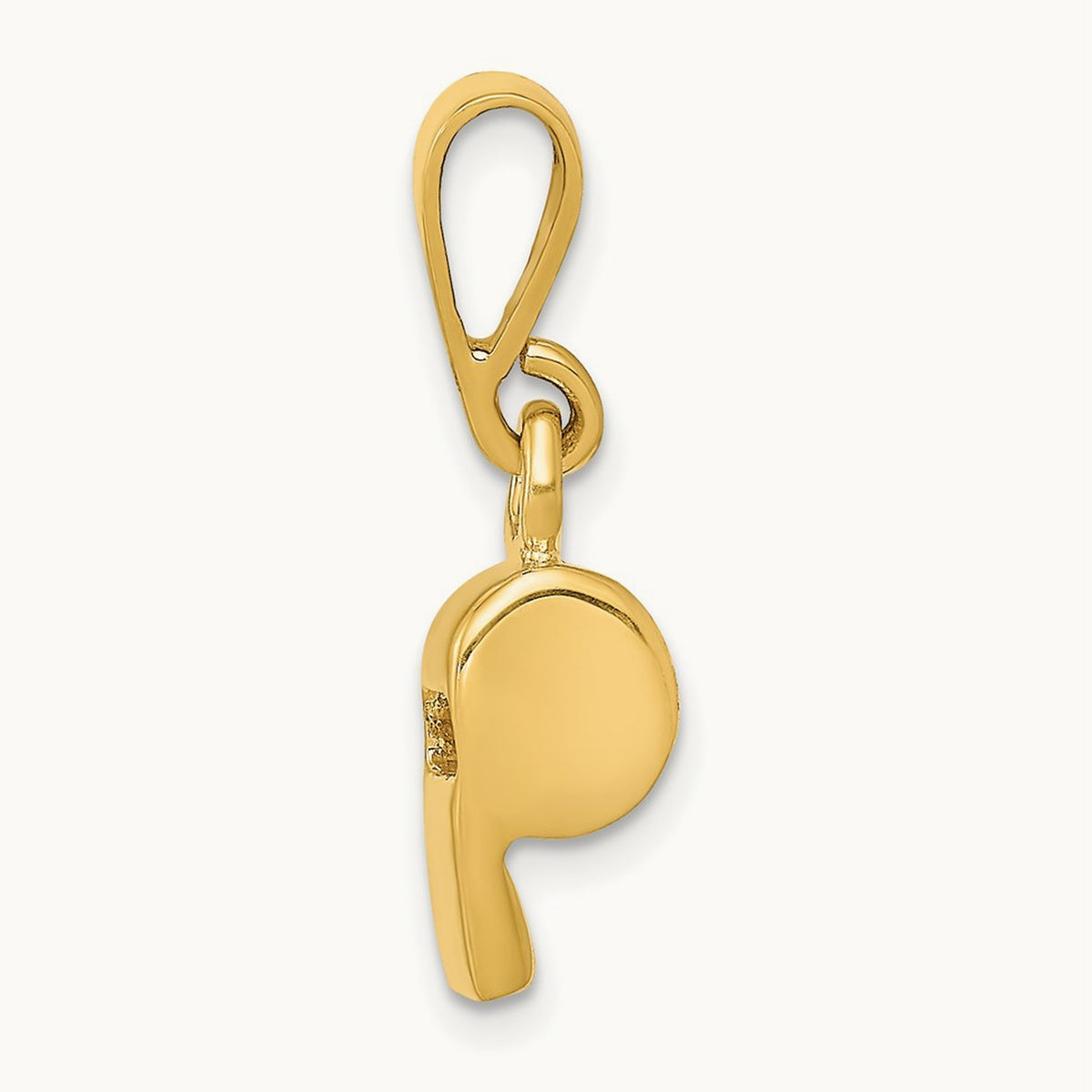 3D Sports Whistle Pendant, 14K