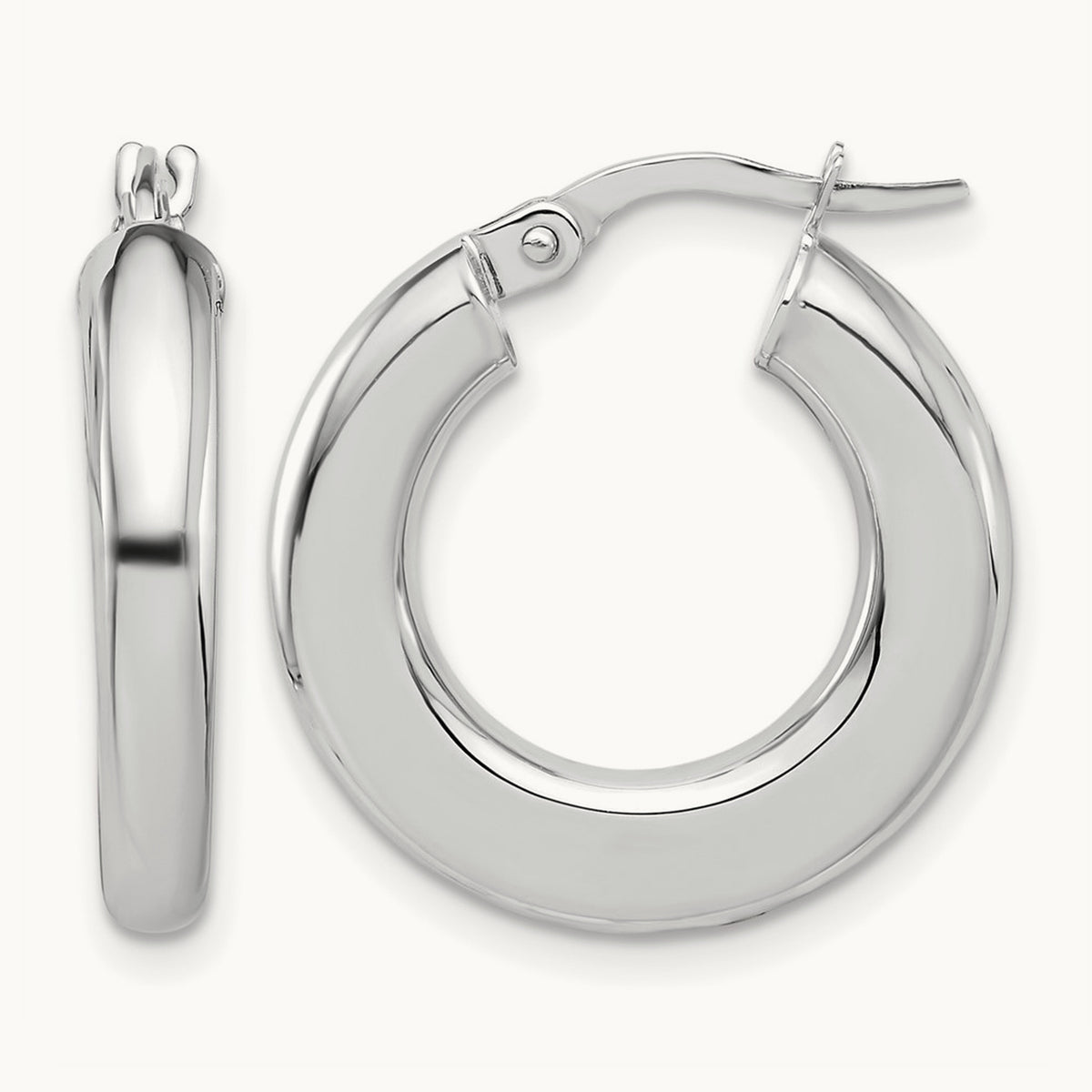 Polished Tube Hoop Earrings — 14K White Gold
