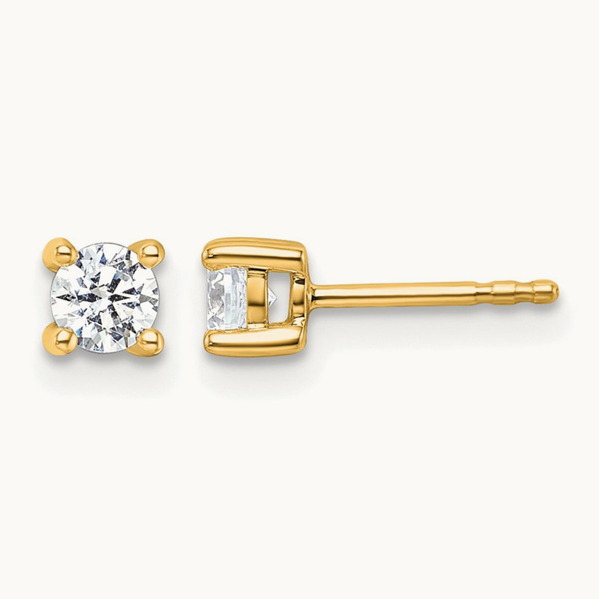 Round Heavyweight Stud Earrings, 0.10-7.00 ct tw Lab-Grown Diamond — 1/2 ct, 14K Yellow Gold
