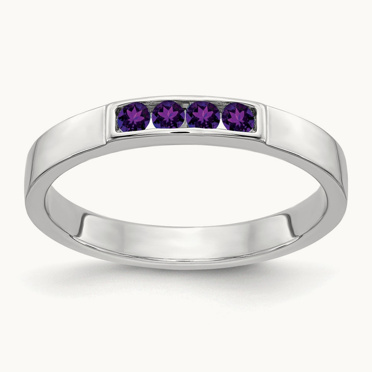 4-stone Amethyst Band, 14K White Gold