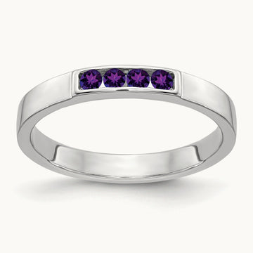 4-stone Amethyst Band, 14K White Gold