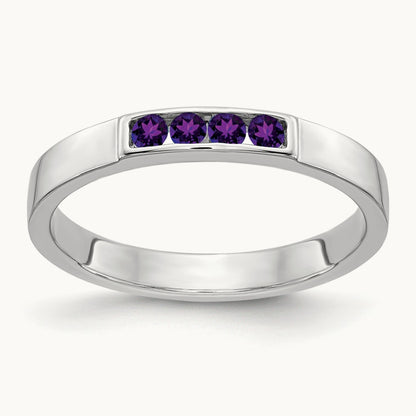 4-stone Amethyst Band, 14K White Gold