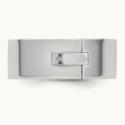 CLIQ Hinged Flat Wedding Band, 8mm, 14K White Gold