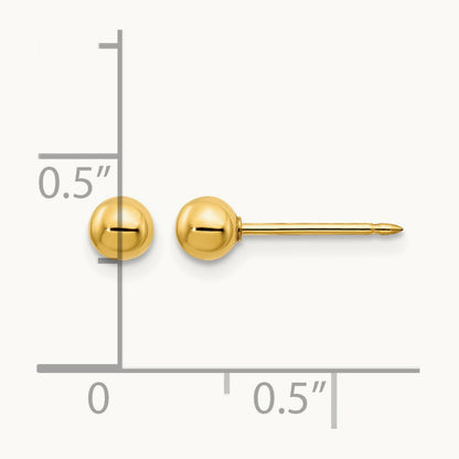 Inverness 14k Ball/Long Post Earrings, 4mm