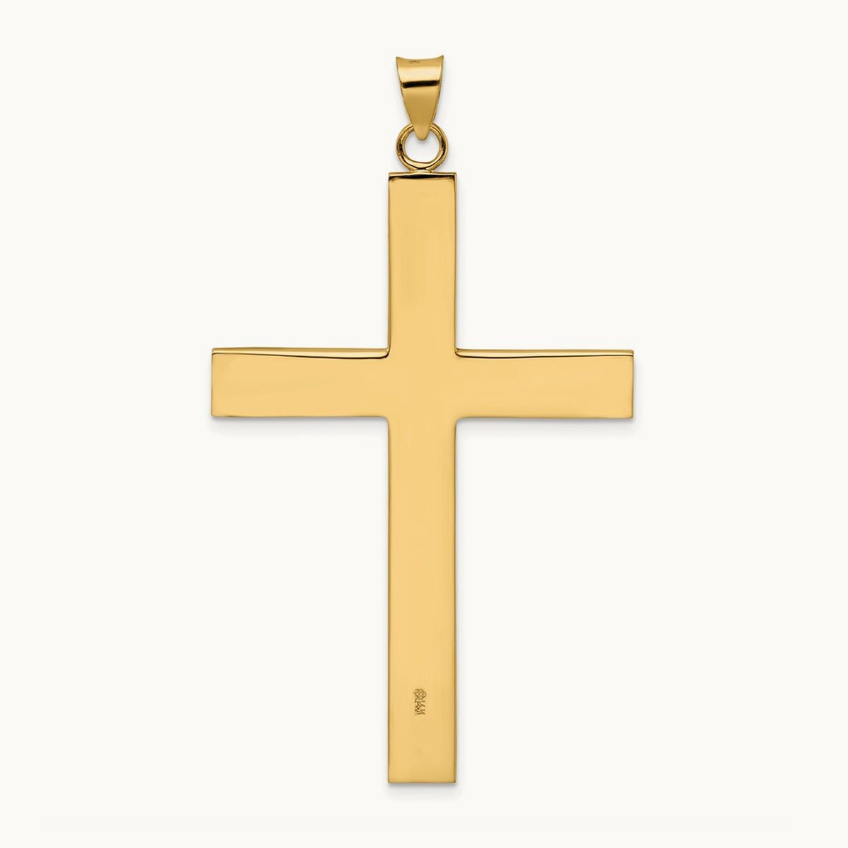 Polished and Line Design Solid Cross Pendant — 60.12mm