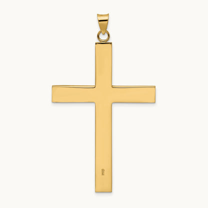 Polished and Line Design Solid Cross Pendant — 60.12mm